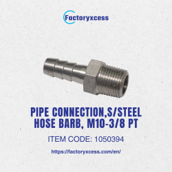 PIPE CONNECTION,S/STEEL HOSE BARB, M10-3/8 PT