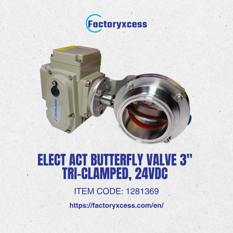 ELECT ACT BUTTERFLY VALVE 3" TRI-CLAMPED, 24VDC