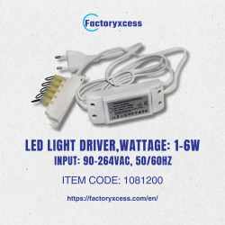 LED LIGHT DRIVER,WATTAGE: 1-6W, INPUT: 90-264VAC, 50/60HZ
